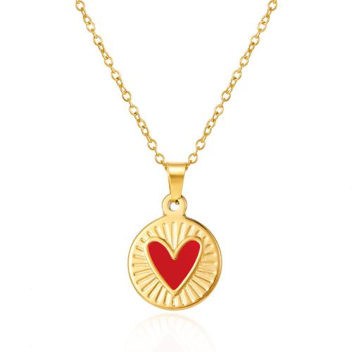 Stainless Steel Jewelry Necklace 304 Stainless Steel & for woman & enamel golden Sold By PC