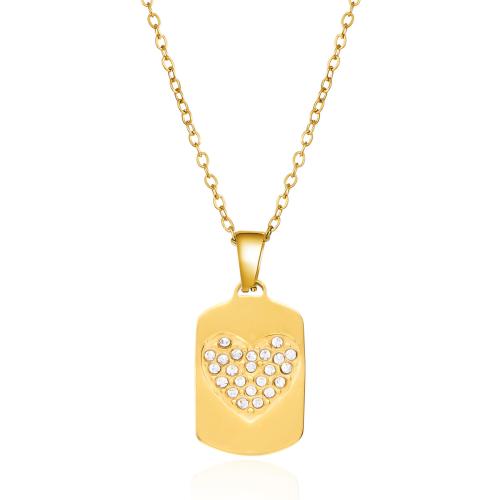 Stainless Steel Jewelry Necklace 304 Stainless Steel & micro pave cubic zirconia & for woman golden Sold By PC