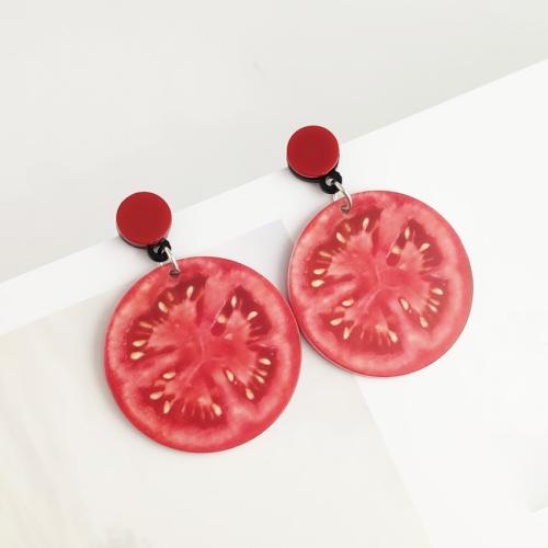 Pendientes de Acrílico, con acero inoxidable 304, Joyería & para mujer, Rojo, Vendido por Par