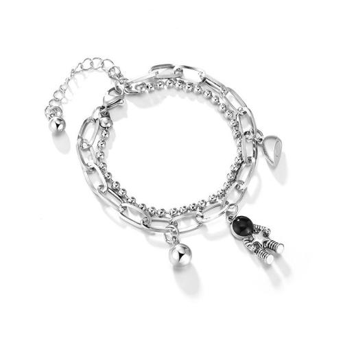 Bracelet en alliage de zinc, Placage, unisexe & styles différents pour le choix, argent, Longueur Environ 14-20 cm, Vendu par PC