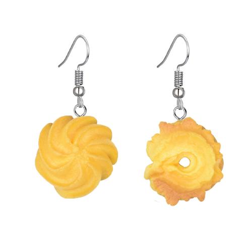 Resin Earring with 304 Stainless Steel plated & for woman yellow Sold By Pair