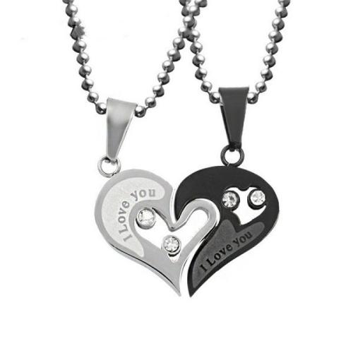 Couple Necklace Zinc Alloy plated Unisex & with rhinestone Length Approx 50 cm Sold By Set