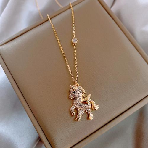 Zinc Alloy Jewelry Necklace with 5cm extender chain plated for woman & with rhinestone golden Length Approx 40 cm Sold By PC