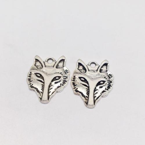 Zinc Alloy Animal Pendants Fox antique silver color plated DIY Sold By Bag