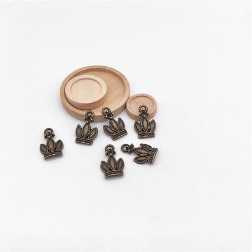 Zinc Alloy Crown Pendler, antik bronze farve forgyldt, du kan DIY, 16x10x2mm, 100pc'er/Bag, Solgt af Bag