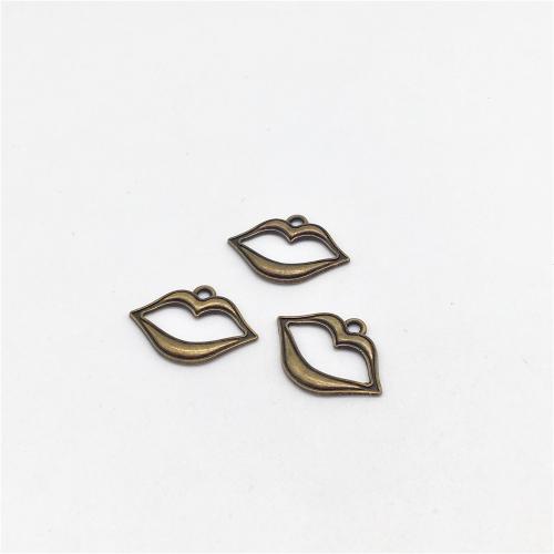 Zinc Alloy Pendler, Lip, antik bronze farve forgyldt, du kan DIY, 16x22x2mm, 100pc'er/Bag, Solgt af Bag