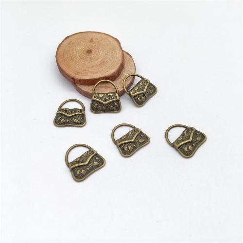 Cink ötvözet táska Medálok, Kézitáska, antik bronz színű bevonattal, DIY, 19x17mm, 100PC-k/Bag, Által értékesített Bag