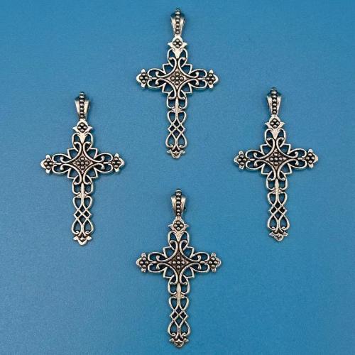 Zinc Alloy Cross Pendants antique silver color plated DIY Sold By Bag