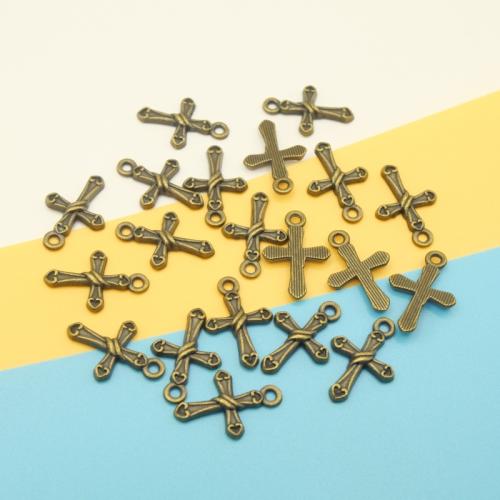 Zink Alloy Cross Hängen, antik brons färg klädd, DIY, 21x14x3mm, 100PC/Bag, Säljs av Bag