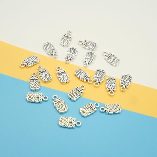 Zinc Alloy Animal Pendler, Owl, forgyldt, du kan DIY, flere farver til valg, 15x7.50x2mm, 100pc'er/Bag, Solgt af Bag