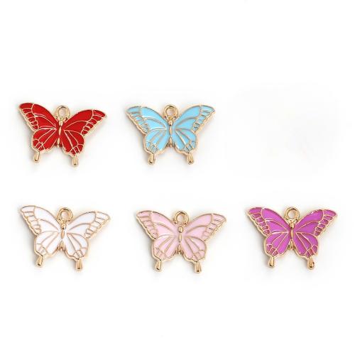 Zinc Alloy Animal Pendants Butterfly gold color plated DIY & enamel Sold By Bag