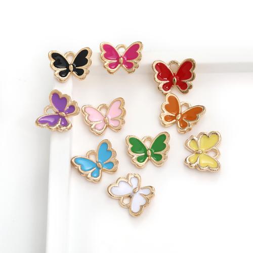 Zinc Alloy Animal Pendants Butterfly gold color plated DIY & enamel Sold By Bag