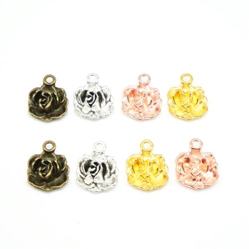 Zinc Alloy Flower Pendler, Rose, forgyldt, du kan DIY, flere farver til valg, 17x13x4mm, 100pc'er/Bag, Solgt af Bag