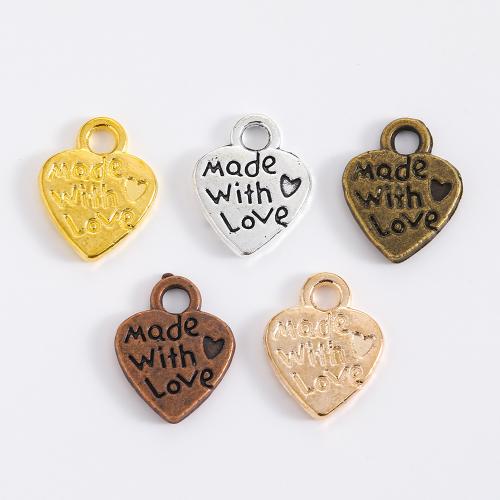 Zinc Alloy Heart Pendler, forgyldt, du kan DIY, flere farver til valg, 12x10mm, 100pc'er/Bag, Solgt af Bag