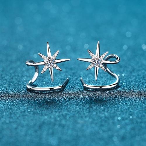 925 sterling silver Stud Earring, med Moissanite (på), Snowflake, mode smycken & för kvinna, earring length 10-15mm, 0.28 carat Moissanite, Säljs av Par