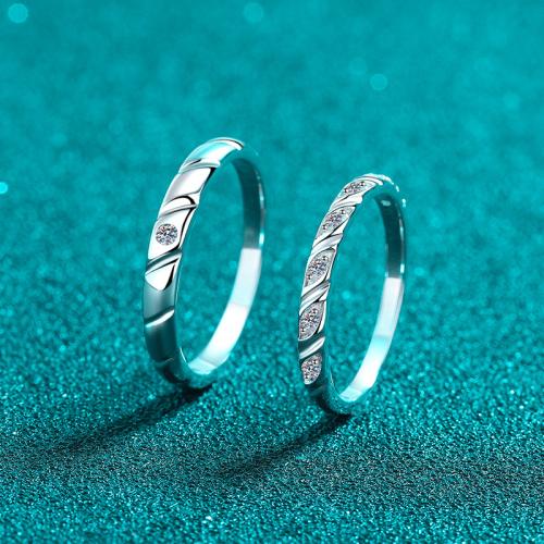 Argent sterling 925 Couple Anneau, avec Moissanite, normes différentes pour le choix & styles différents pour le choix & pour le couple, Taille:6.5-9, Vendu par PC