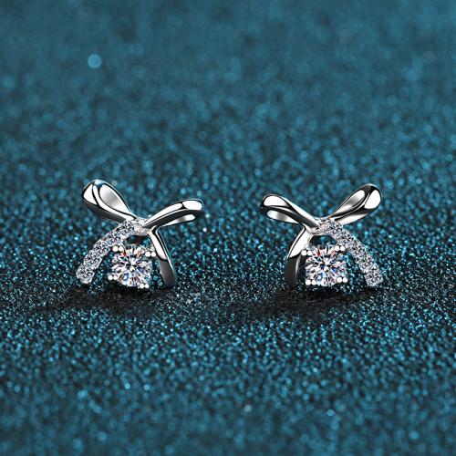 925 Sterling Sølv Stud Earring, Bowknot, forskellige materialer til valg & for kvinde, earring length 5-10mm, Solgt af par