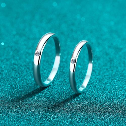 Argent sterling 925 Couple Anneau, avec Moissanite, normes différentes pour le choix & styles différents pour le choix & pour le couple, Taille:6.5-9, Vendu par PC