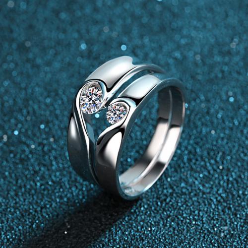 925 Sterling Silver Couple Ring with Moissanite  & for couple US Ring Sold By PC