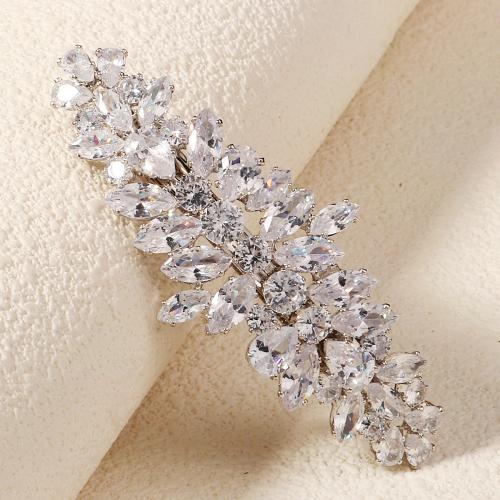 Hair Snap Clips Iron with Cubic Zirconia for woman silver color Sold By PC