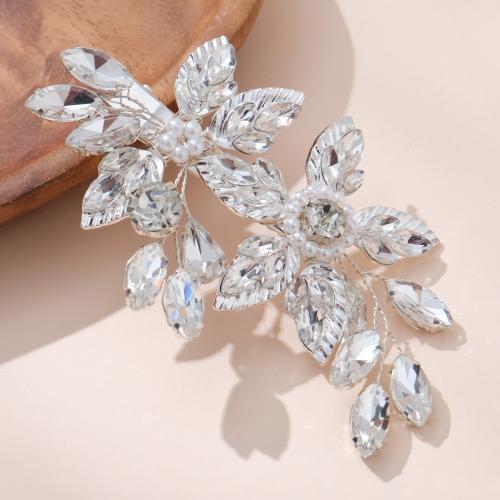 Alligator Hair Clip Iron with brass wire & Rhinestone & Plastic Pearl & Zinc Alloy for bridal Sold By PC