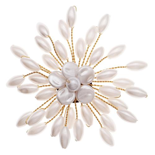 Plastic Pearl Brooch with brass wire & Iron for bridal Sold By PC