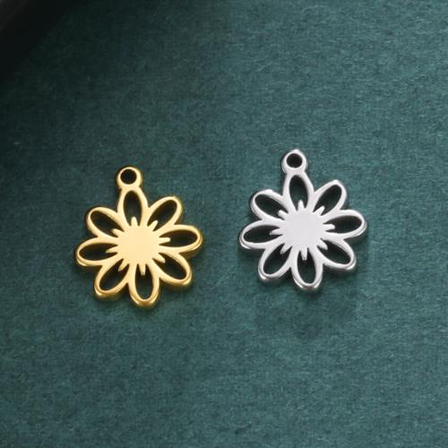 Stainless Steel Flower Pendant 304 Stainless Steel Daisy DIY & hollow Sold By PC