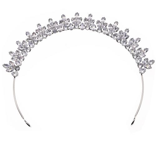 Hair Bands Zinc Alloy with Cubic Zirconia for bridal silver color Sold By PC