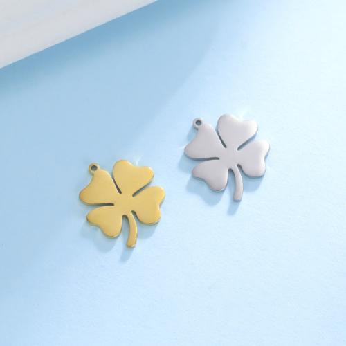 Rozsdamentes acél Ékszerek Medálok, 304 rozsdamentes acél, Four Leaf Clover, DIY, több színt a választás, 14.90x17.30mm, Által értékesített PC