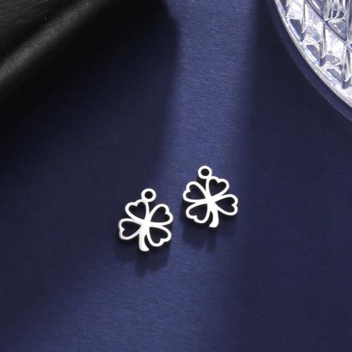 Rozsdamentes acél Ékszerek Medálok, 304 rozsdamentes acél, Four Leaf Clover, DIY & üreges, több színt a választás, 8.50x10.80mm, Által értékesített PC