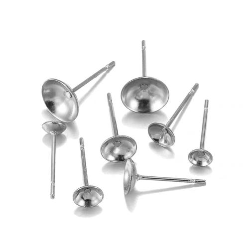 Stainless Steel Øreringe Indlæg, 304 rustfrit stål, du kan DIY & forskellig størrelse for valg & forskellige stilarter for valg, oprindelige farve, 100pc'er/Bag, Solgt af Bag