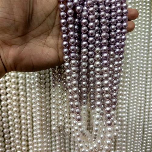 Natural Freshwater Shell Beads Shell Pearl Round gradient color & DIY purple Sold By Strand