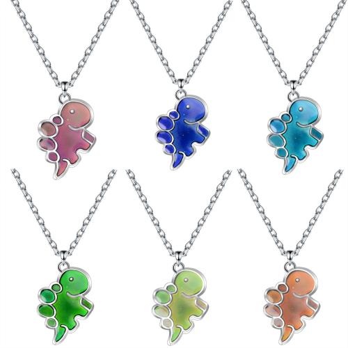 Stainless Steel Jewelry Necklace 304 Stainless Steel Dinosaur silver color plated for woman & change their color according to the temperature & enamel nickel lead & cadmium free Sold By PC