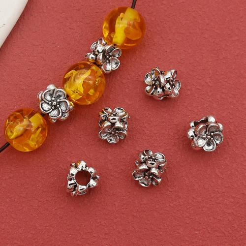 Zinc Alloy Flower Beads antique silver color plated DIY nickel lead & cadmium free Sold By Bag