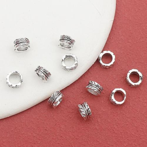 Zink Alloy Smycken Pärlor, Leaf, antik silver pläterad, DIY, nickel, bly och kadmium gratis, 7x4mm, 100PC/Bag, Säljs av Bag