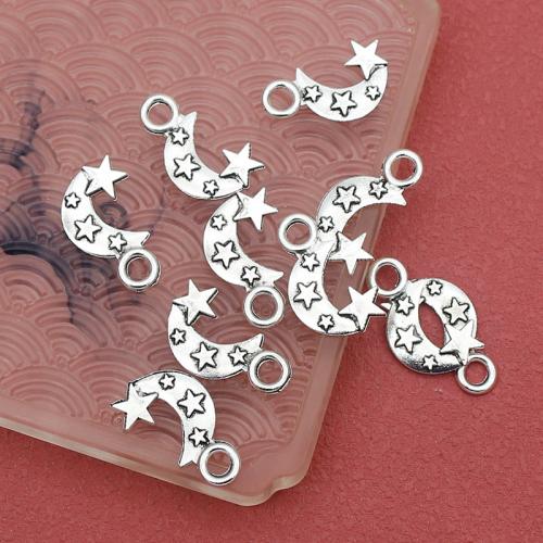 Zinc alliage Moon pendentifs, alliage de zinc, lune, Plaqué de couleur d'argent, DIY, protéger l'environnement, sans nickel, plomb et cadmium, 19x11mm, 100PC/sac, Vendu par sac