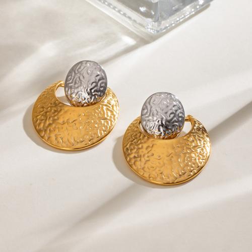 Stainless Steel Stud Earrings 304 Stainless Steel gold color plated fashion jewelry golden Sold By Pair