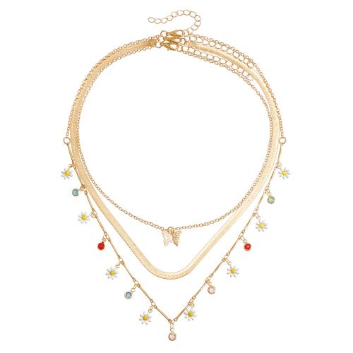 Zinc Alloy Jewelry Necklace gold color plated fashion jewelry & with rhinestone golden nickel lead & cadmium free Sold By PC