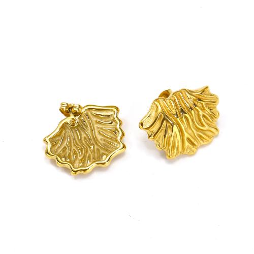 Titanium Staal Earring, gold plated, mode sieraden, gouden, Verkocht door pair