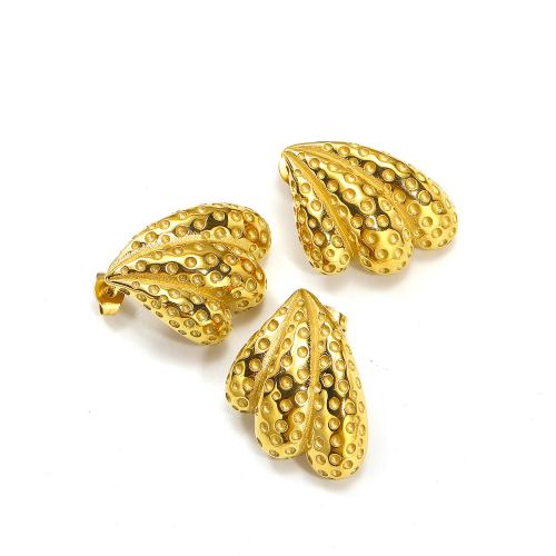 Titanium Steel  Earring gold color plated fashion jewelry golden Sold By Pair