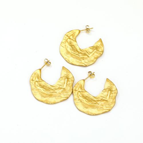 Titanium Staal Earring, gold plated, mode sieraden, gouden, 36x35mm, Verkocht door pair