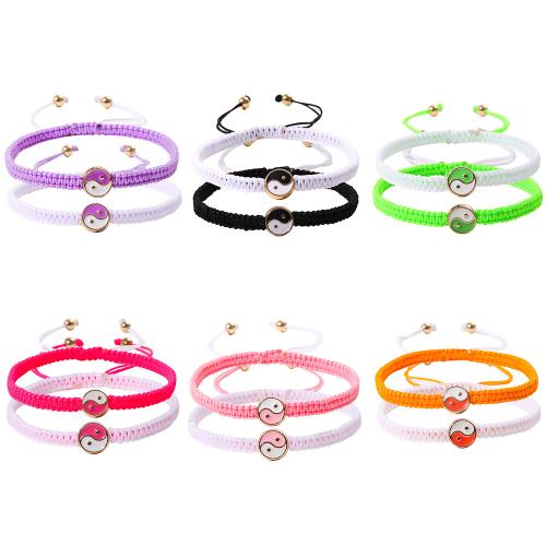 Zinc Alloy Bracelet with Knot Cord handmade 2 pieces & Unisex & enamel Sold By Set