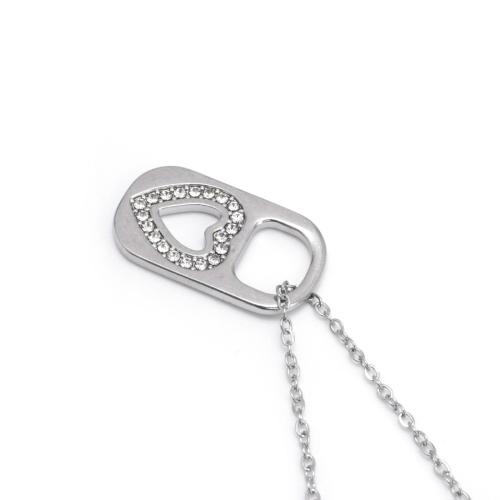 Collana in acciaio inossidabile, 304 acciaio inox, per la donna & con strass & cavo, nessuno, Lunghezza 500 mm, Venduto da PC