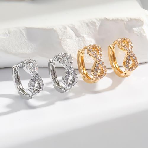 Cubic Zirconia Micro Pave Latão Brinco, cobre, banhado, micro pavimento em zircônia cúbica & para mulher & vazio, Mais cores pare escolha, vendido por par