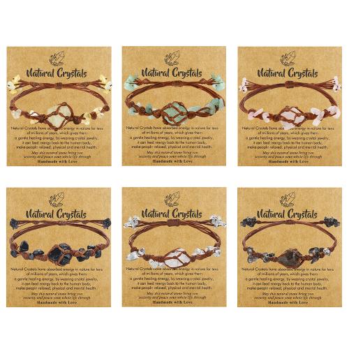 Gemstone Bracelets Natural Stone with Wax Cord handmade fashion jewelry & for woman Length 6.2-10.2 Inch Sold By PC