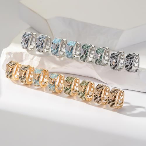 Cubic Zirconia Micro Pave Latão Brinco, cobre, banhado, joias de moda & micro pavimento em zircônia cúbica & para mulher, Mais cores pare escolha, vendido por par