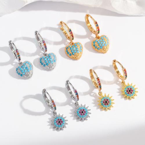 Cubic Zirconia Micro Pave Latão Brinco, cobre, banhado, Vario tipos a sua escolha & micro pavimento em zircônia cúbica & para mulher, Mais cores pare escolha, vendido por par