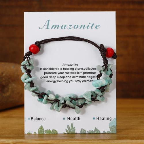 Bracelets de Amazonite Naturel, avec Cordon de noeud, avec 2.3 Inch chaînes de rallonge, fait à la main, Double couche & bijoux de mode & pour femme, Longueur 6.2 pouce, Vendu par PC