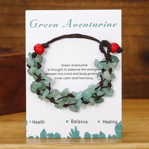 Gemstone Bracelets Green Aventurine with Knot Cord with 2.3 Inch extender chain handmade Double Layer & fashion jewelry & for woman Length 6.2 Inch Sold By PC