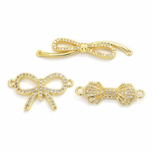 Cubic Zirconia Micro Pave Brass Earring Bowknot plated DIY & micro pave cubic zirconia gold Sold By PC